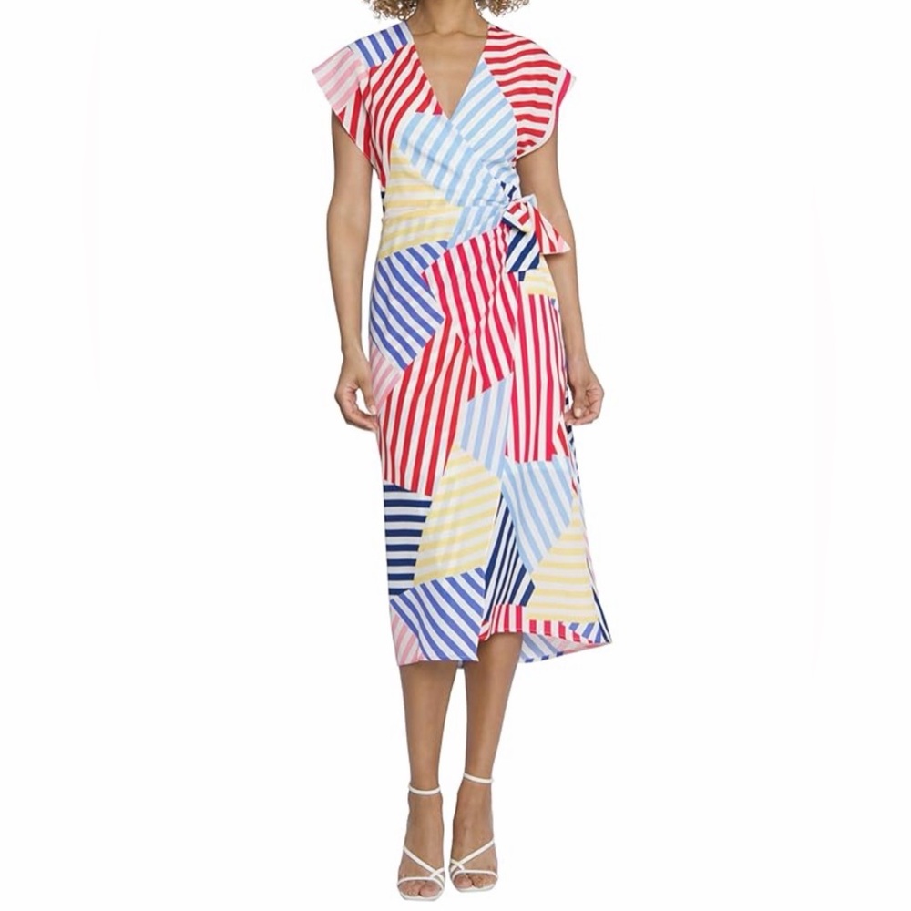 Maggy London V-Neck Midi Faux Wrap Dress for Women